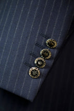 Double Breasted Pinstripe Wool Suit for Groom and Business Formal (ZD17104)
