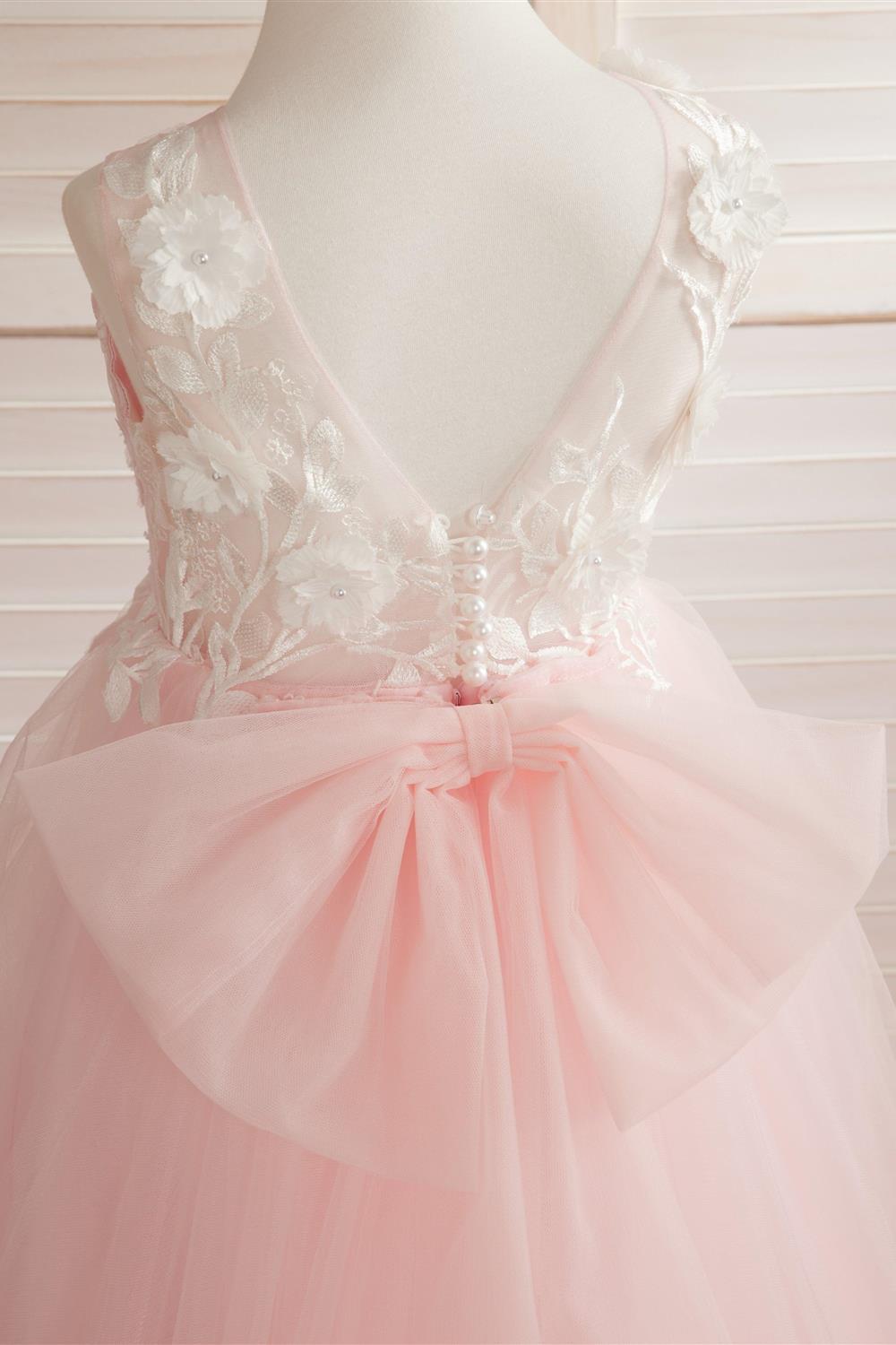Dream Princess Sleeveless Detachable Train Flower Girl Dress