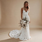 Boho Mermaid V-Neck Wedding Dress - view 1