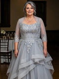 A Line/Princess Scoop Long Sleeves Floor-Length Lace Applique Mother of the Bride Dresses (ZD17572)