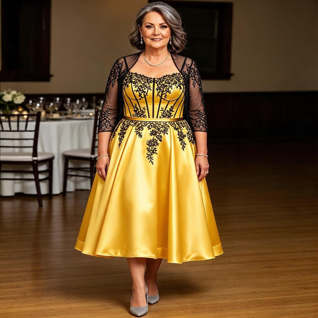 A Line/Princess Scoop Long Sleeves Floor-Length Lace Applique Mother of the Bride Dresses (ZD17572)
