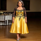 A Line/Princess Scoop Long Sleeves Floor-Length Lace Applique Mother of the Bride Dresses (ZD17572)