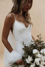 Boho Mermaid V-Neck Wedding Dress - view 4