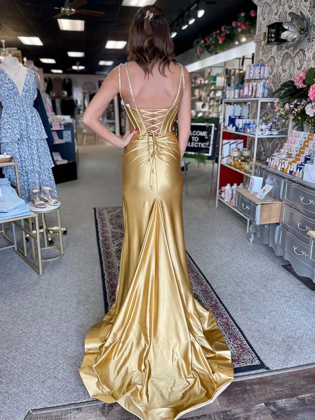 Ingris | Fuchsia Mermaid V Neck Satin Long Prom Dresses with Beading by KissProm