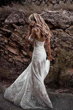 Ivory Lace Beach Wedding Dresses Sweetheart Neck Wedding Dresses WD335 by pgmdress