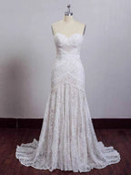 Ivory Lace Beach Wedding Dresses Sweetheart Neck Wedding Dresses WD335 by pgmdress