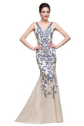 Ivory V-Neck Floor-length Appliques Mermaid Formal Dresses by misshow.com