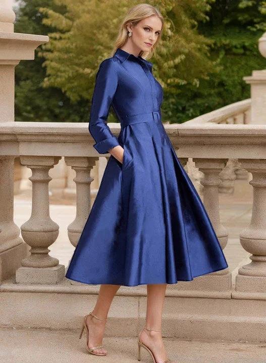 A-Line/Princess V-Neck Tea-Length Mother of the Bride Dresses by Dreamylily