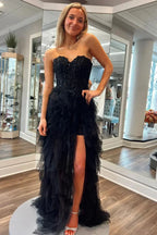 Jaize | Gentle Tulle Coral Strapless Layered Prom Dress with Applique by KissProm