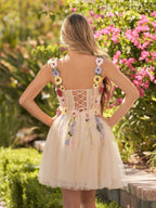 3D Flower Tulle Short Length Prom Dresses by KissProm