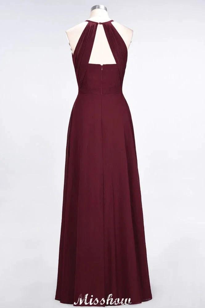 Jewel Sleeveless Floor-Length Bridesmaid Dress Ruffles Spaghetti aline Maid of Honor Dress by misshow.com