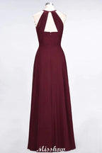 Jewel Sleeveless Floor-Length Bridesmaid Dress Ruffles Spaghetti aline Maid of Honor Dress by misshow.com
