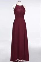 Jewel Sleeveless Floor-Length Bridesmaid Dress Ruffles Spaghetti aline Maid of Honor Dress by misshow.com