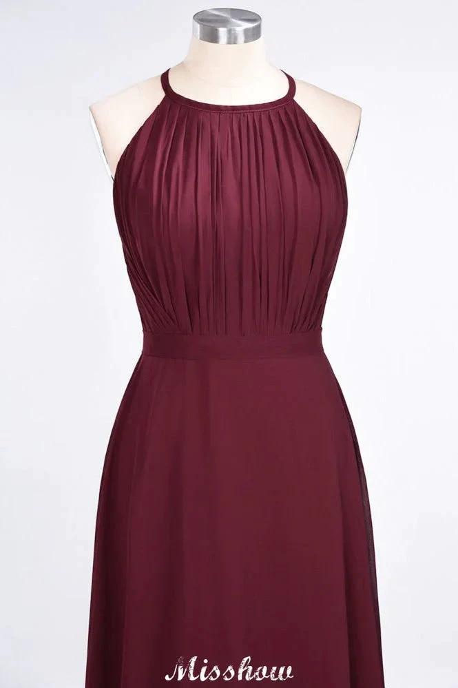 Jewel Sleeveless Floor-Length Bridesmaid Dress Ruffles Spaghetti aline Maid of Honor Dress by misshow.com