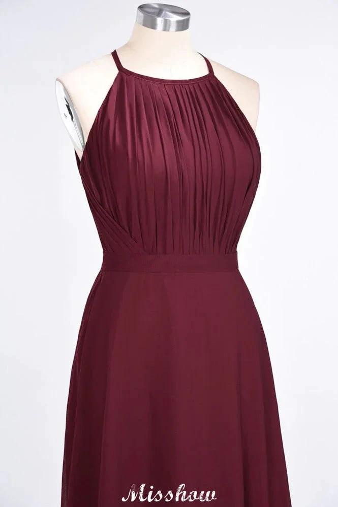 Jewel Sleeveless Floor-Length Bridesmaid Dress Ruffles Spaghetti aline Maid of Honor Dress by misshow.com