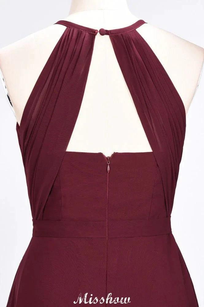 Jewel Sleeveless Floor-Length Bridesmaid Dress Ruffles Spaghetti aline Maid of Honor Dress by misshow.com