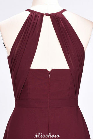 Vestido de dama de honor largo hasta el suelo, sin mangas, con volantes y corte espagueti.