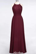 Jewel Sleeveless Floor-Length Bridesmaid Dress Ruffles Spaghetti aline Maid of Honor Dress by misshow.com
