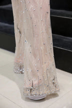 Jewel Sleeveless Tulle Evening Jumpsuit with Sequins by BIZTUNNEL