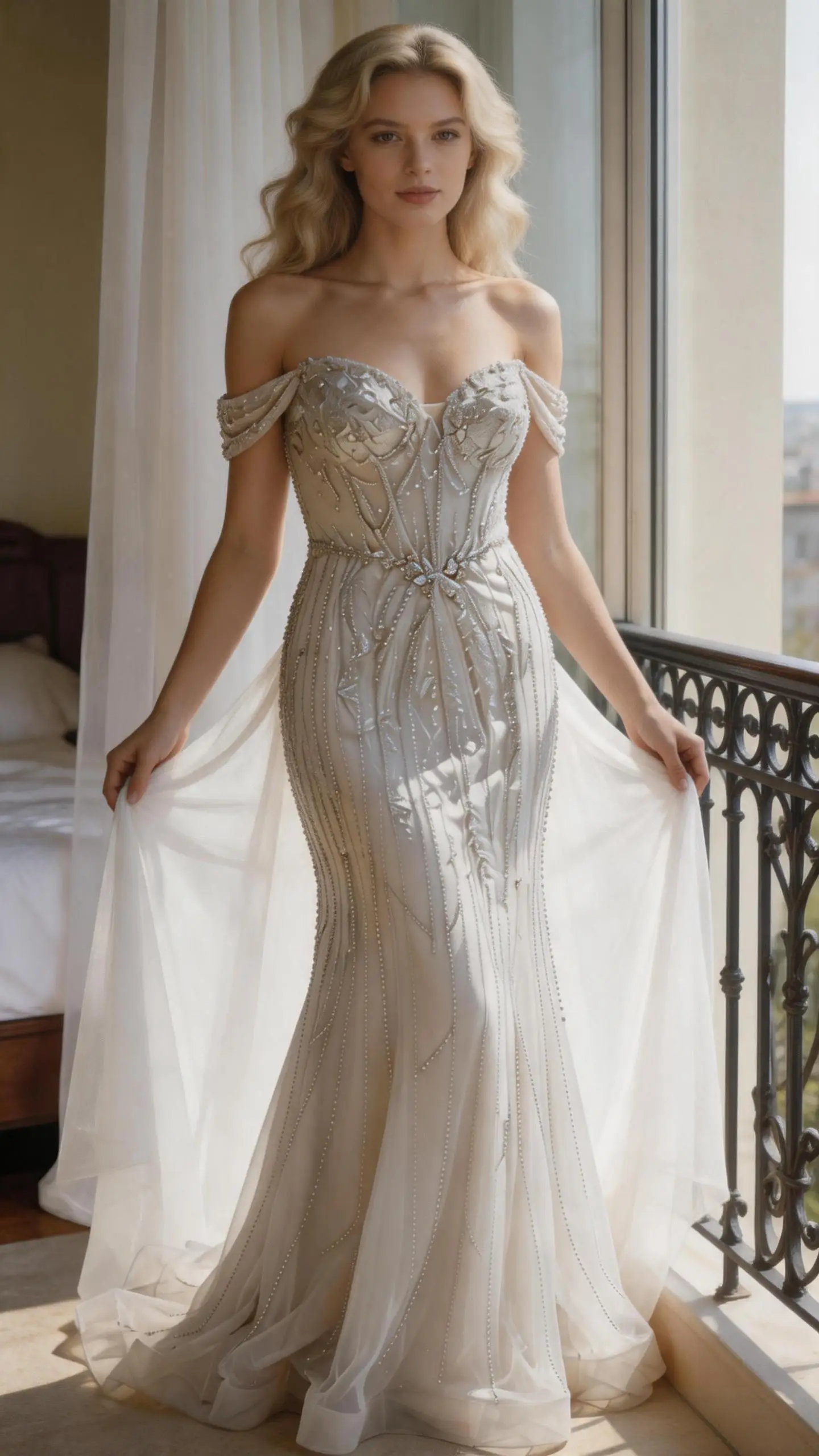 Blush Pink Off-the-Shoulder Beaded Mermaid Gown - Formal Evening Dress by ZAPDRESS
