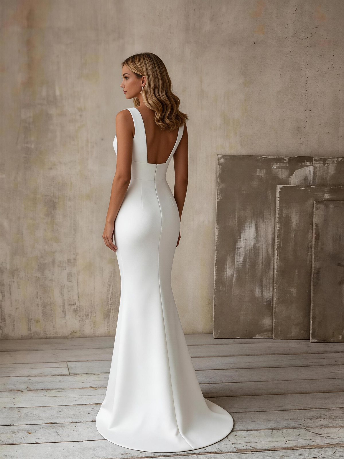 Simple Elegant Satin Mermaid Wedding Dress Detachable Bowknot Overskirt 2025 Bow Bridal GownPlus Size (ZD02217)