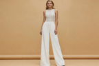 White Wedding Jumpsuit Beach Wedding Dresses O Neck Floor Length Boho Wedding Gowns Outfit Customize lace Robe De Soiree (ZD02307)