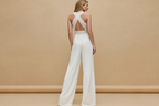 White Wedding Jumpsuit Beach Wedding Dresses O Neck Floor Length Boho Wedding Gowns Outfit Customize lace Robe De Soiree (ZD02307)