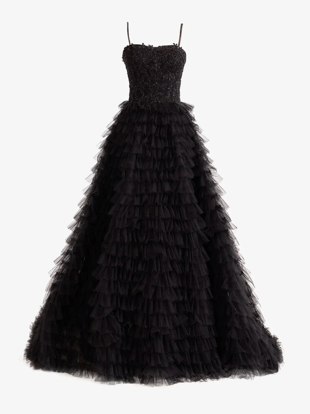 Jordan | A-Line Tiered Sequins Tulle Long Prom Dress by KissProm