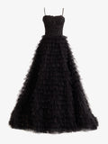 Jordan | A-Line Tiered Sequins Tulle Long Prom Dress by KissProm