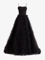 Jordan | A-Line Tiered Sequins Tulle Long Prom Dress by KissProm