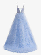 Jordan | A-Line Tiered Sequins Tulle Long Prom Dress by KissProm