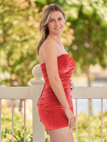 Bodycon Strapless Royal Blue Velvet Homecoming Dresses