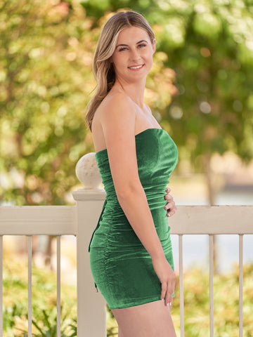 Bodycon Strapless Royal Blue Velvet Homecoming Dresses