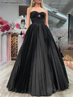 Kenji | Red Satin Strapless Keyhole Ball Gown by KissProm