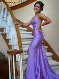 Kenny | Lilac Straps Sheath Mermaid Prom Dress with Lace-up Back by KissProm