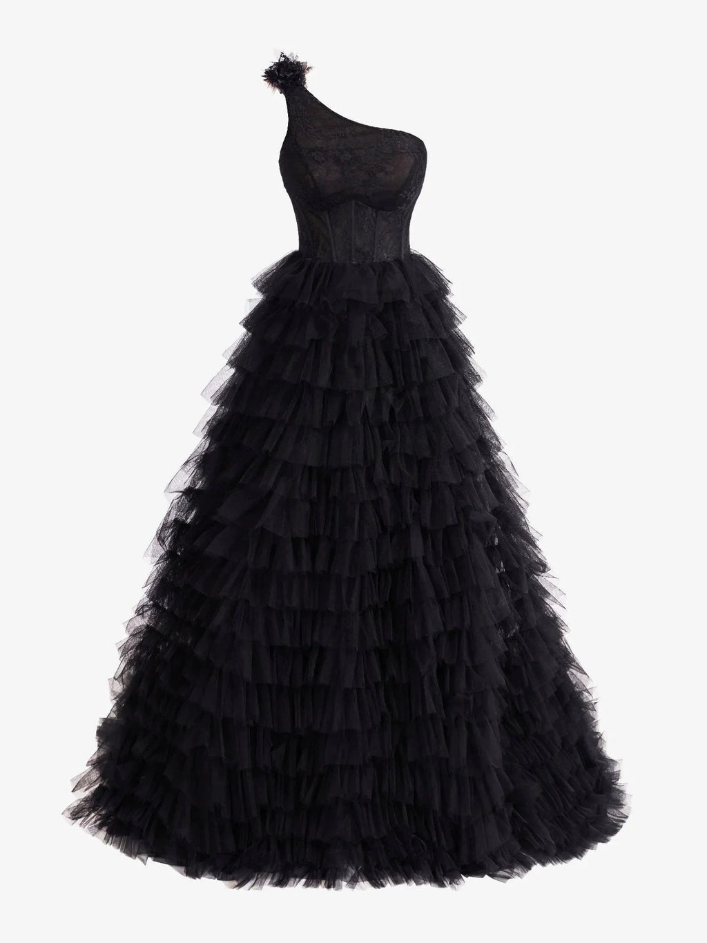 Kinsley | A Line One Shoulder Tiered Long Prom Dress by KissProm