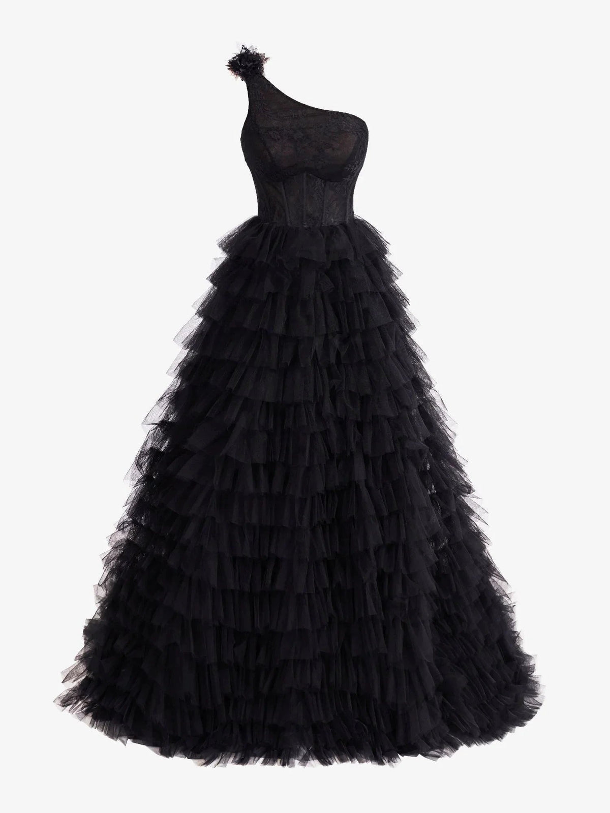 Kinsley | A Line One Shoulder Tiered Long Prom Dress by KissProm