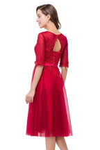 Knee-length Crew A-line Half Sleeve Sashes Bridesmaid Dresses by misshow.com