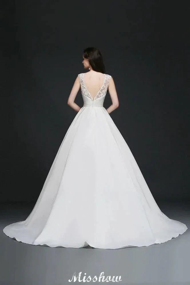 Lace A-line Jewel Delicate Wedding Dress by misshow.com
