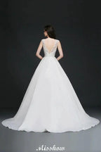 Lace A-line Jewel Delicate Wedding Dress by misshow.com
