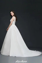 Lace A-line Jewel Delicate Wedding Dress by misshow.com