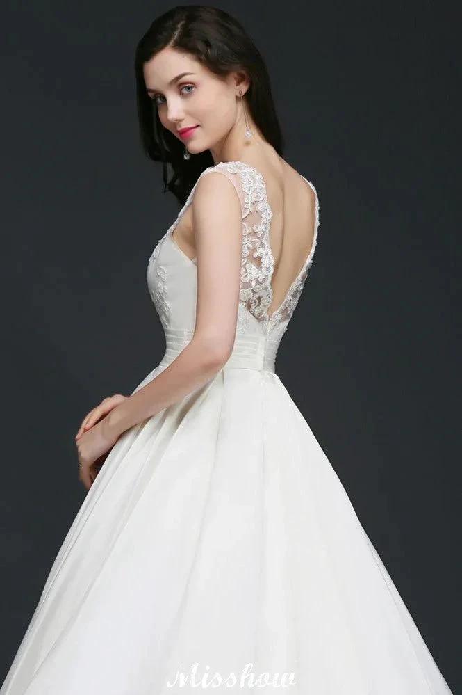 Lace A-line Jewel Delicate Wedding Dress by misshow.com