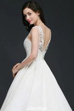 Lace A-line Jewel Delicate Wedding Dress by misshow.com