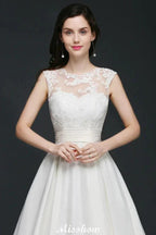 Lace A-line Jewel Delicate Wedding Dress by misshow.com