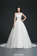 Lace A-line Jewel Delicate Wedding Dress by misshow.com
