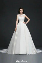 Lace A-line Jewel Delicate Wedding Dress by misshow.com