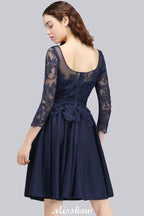 Lace Appliques 3/4 Sleeves Short Bridesmaid Dresses Daily Casual Dress by misshow.com