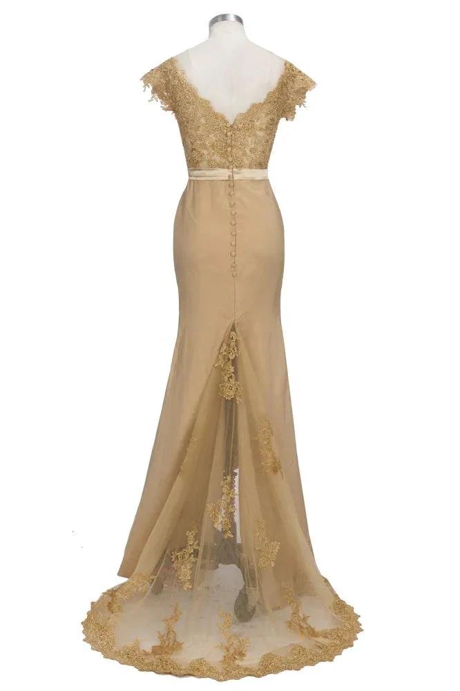 Lace Appliques Mermaid Off-shoulder Sweetheart Sheer Prom Dresses by misshow.com
