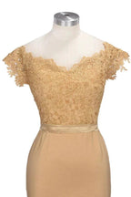 Lace Appliques Mermaid Off-shoulder Sweetheart Sheer Prom Dresses by misshow.com