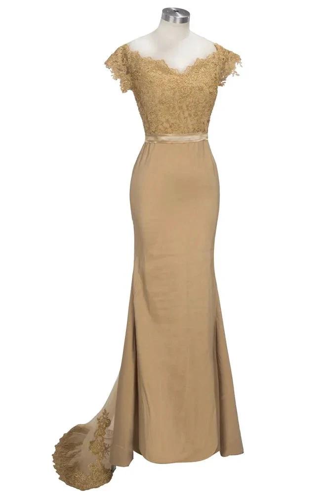 Lace Appliques Mermaid Off-shoulder Sweetheart Sheer Prom Dresses by misshow.com